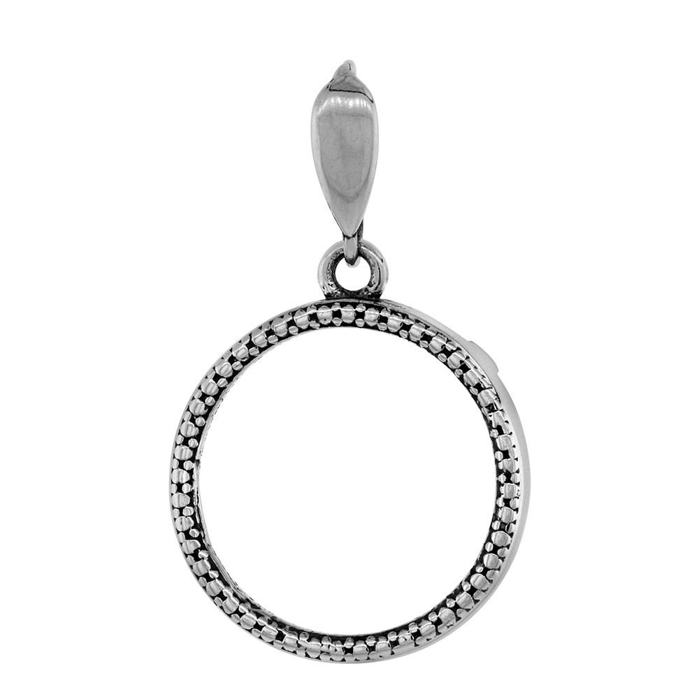 18 mm Sterling Silver Illusion Edge 10 Cent Coin Bezel Pendant, Box Chain
