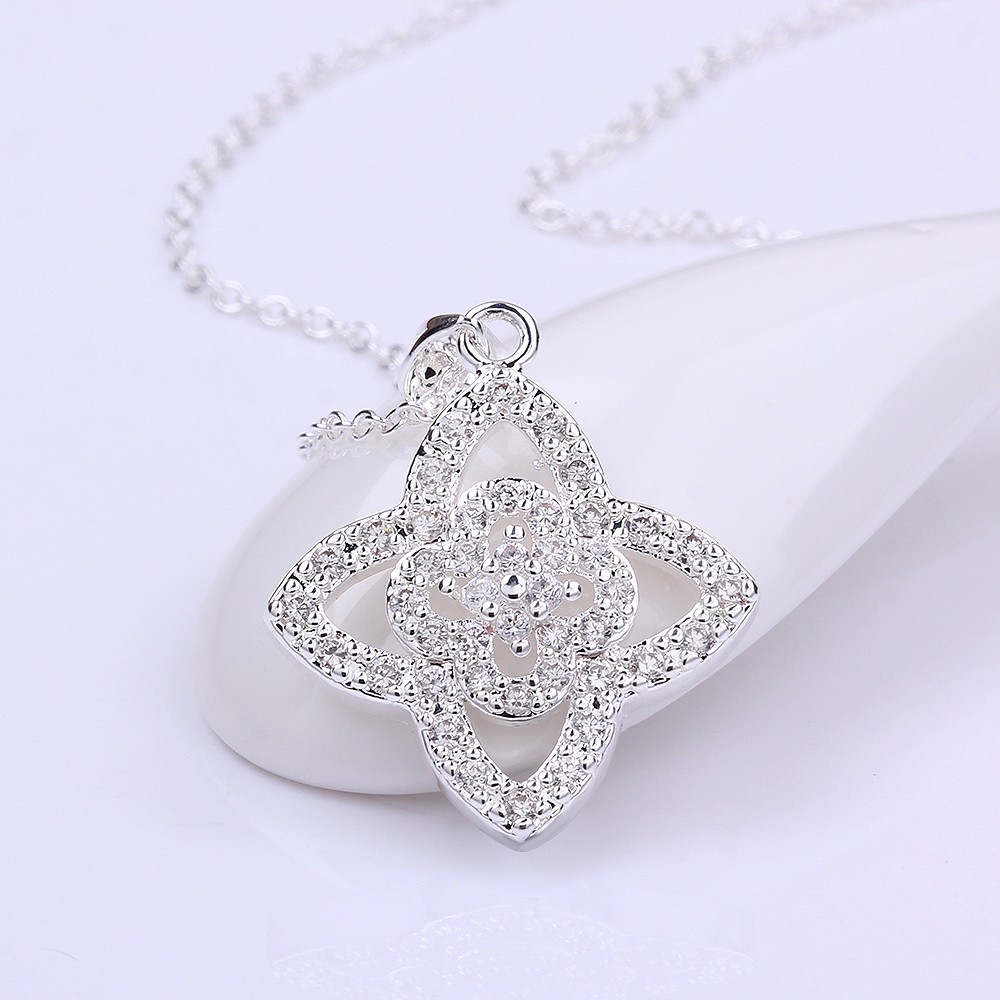 Elegant 925 Sterling Silver Filled SF Flora Cz Pendant Necklace N-A626 Gift