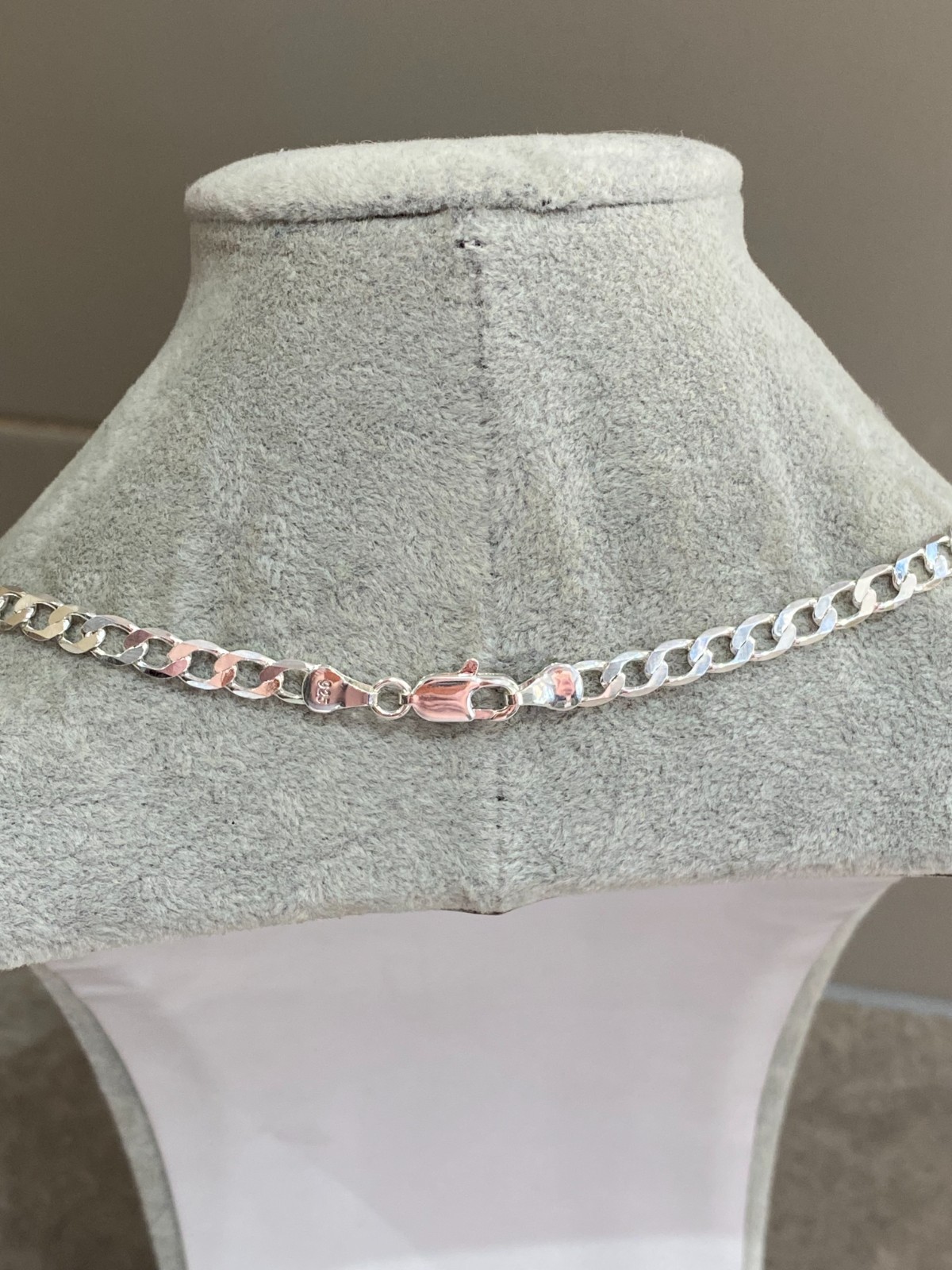 Mens Silver Plated Flat Curb Link Chain Necklace 24″ (60cm) 6mm Thick