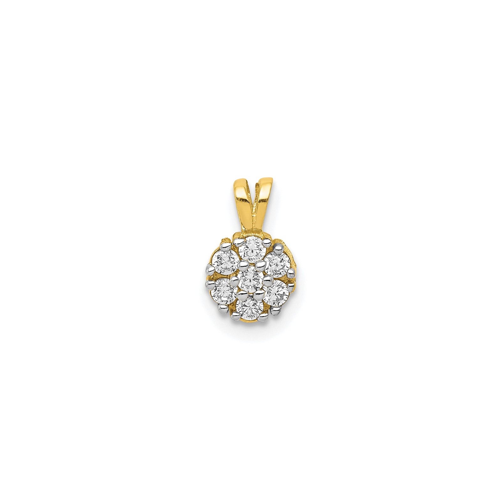 10k Yellow Gold Diamond Floral Pendant Cluster Necklace Charm for Women Jewelry