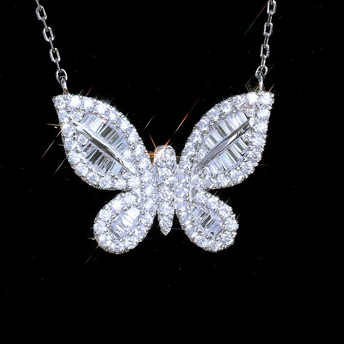 Gorgeous Butterfly Pendant 14k White Gold Plated Women Simulated Diamond Jewelry