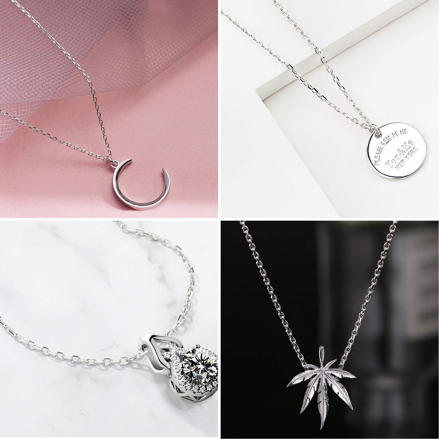 Necklace Chains, 15 Pack Silver Necklace Chains Bulk Plated Cable Chain