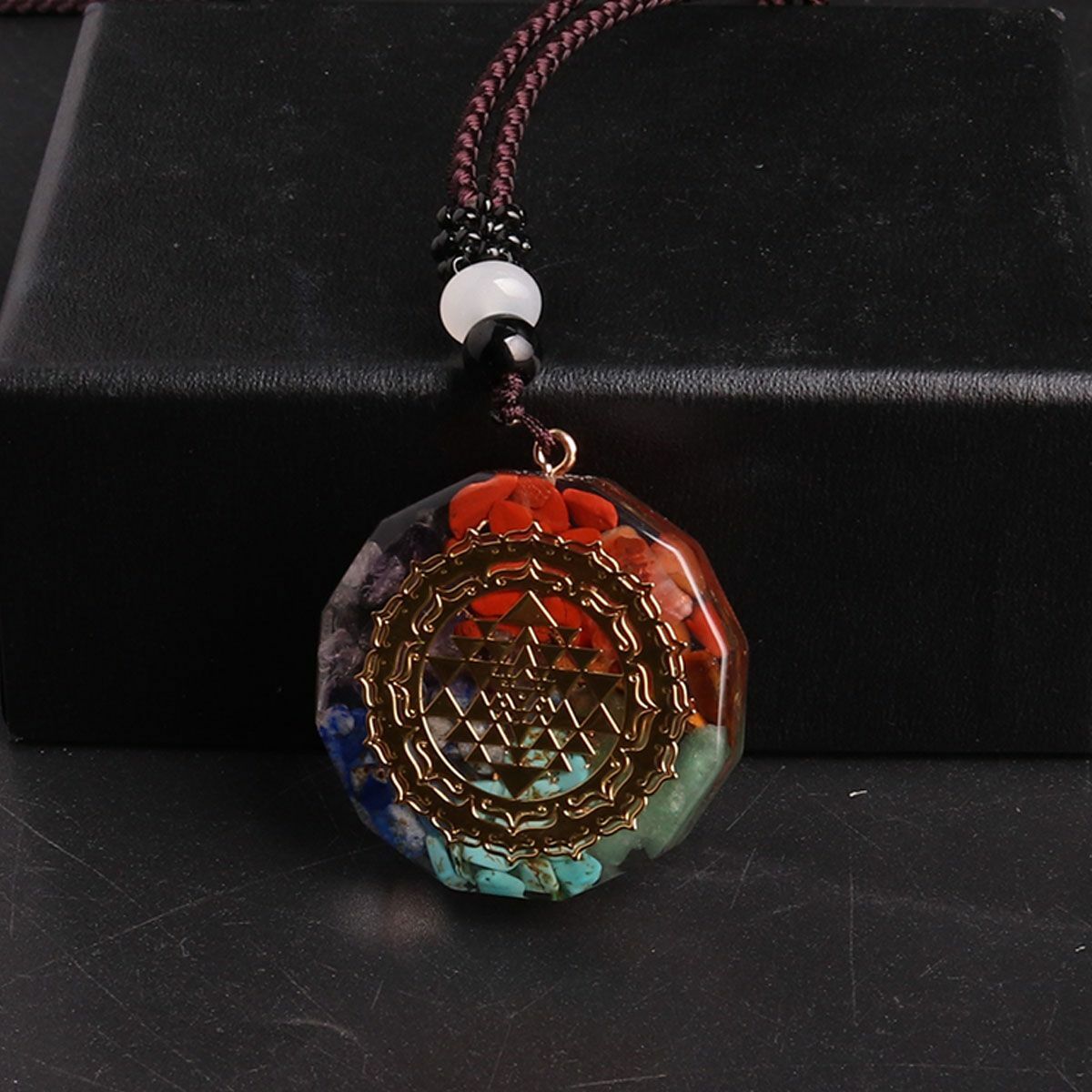 Orgonite Necklace Sri Yantra Pendant Sacred Geometry Chakra Healing Necklace