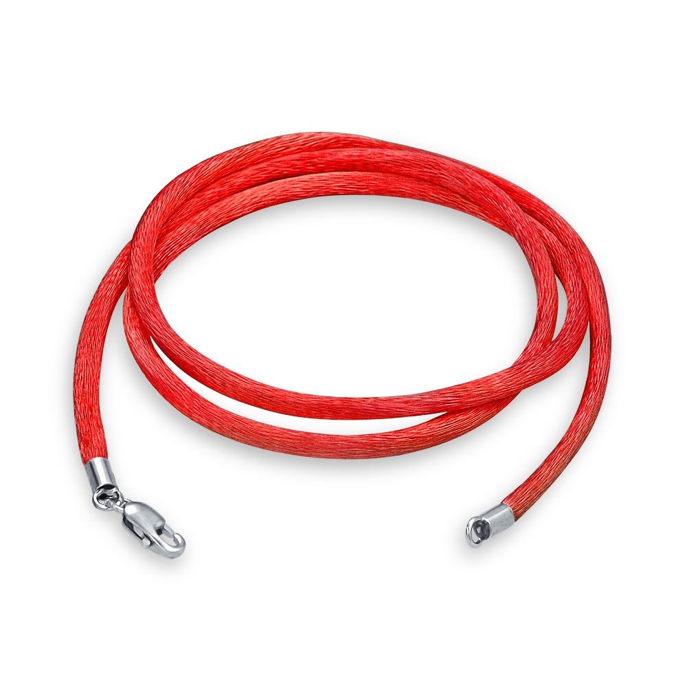 1MM Thin Red Satin Silk Necklace Pendant Cord For Women For Men Teen .925 Ste…