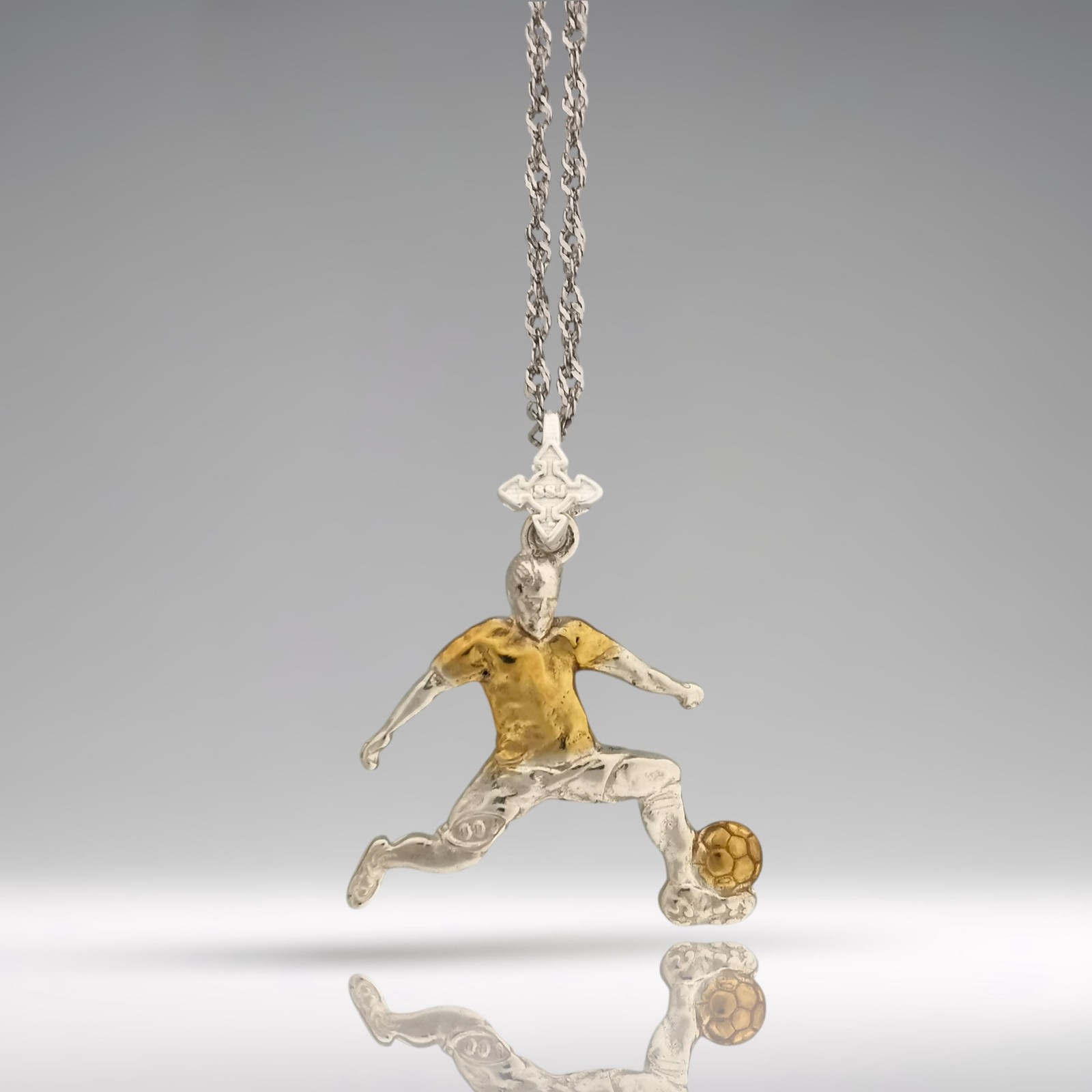 Football Pendant Necklace for Men – 925 Silver with Gold Plating Jewelry