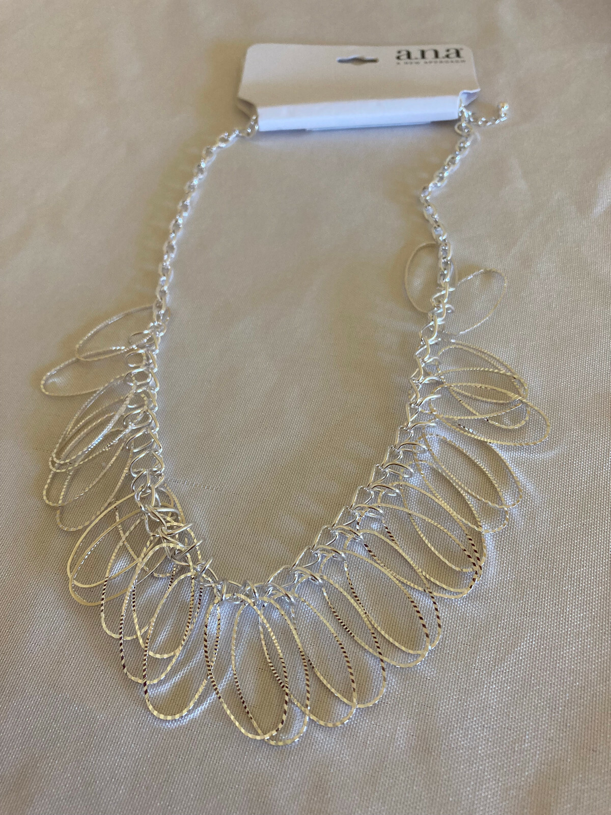 A.N.A. Oval Fringe Silver Tone Necklace – NWT