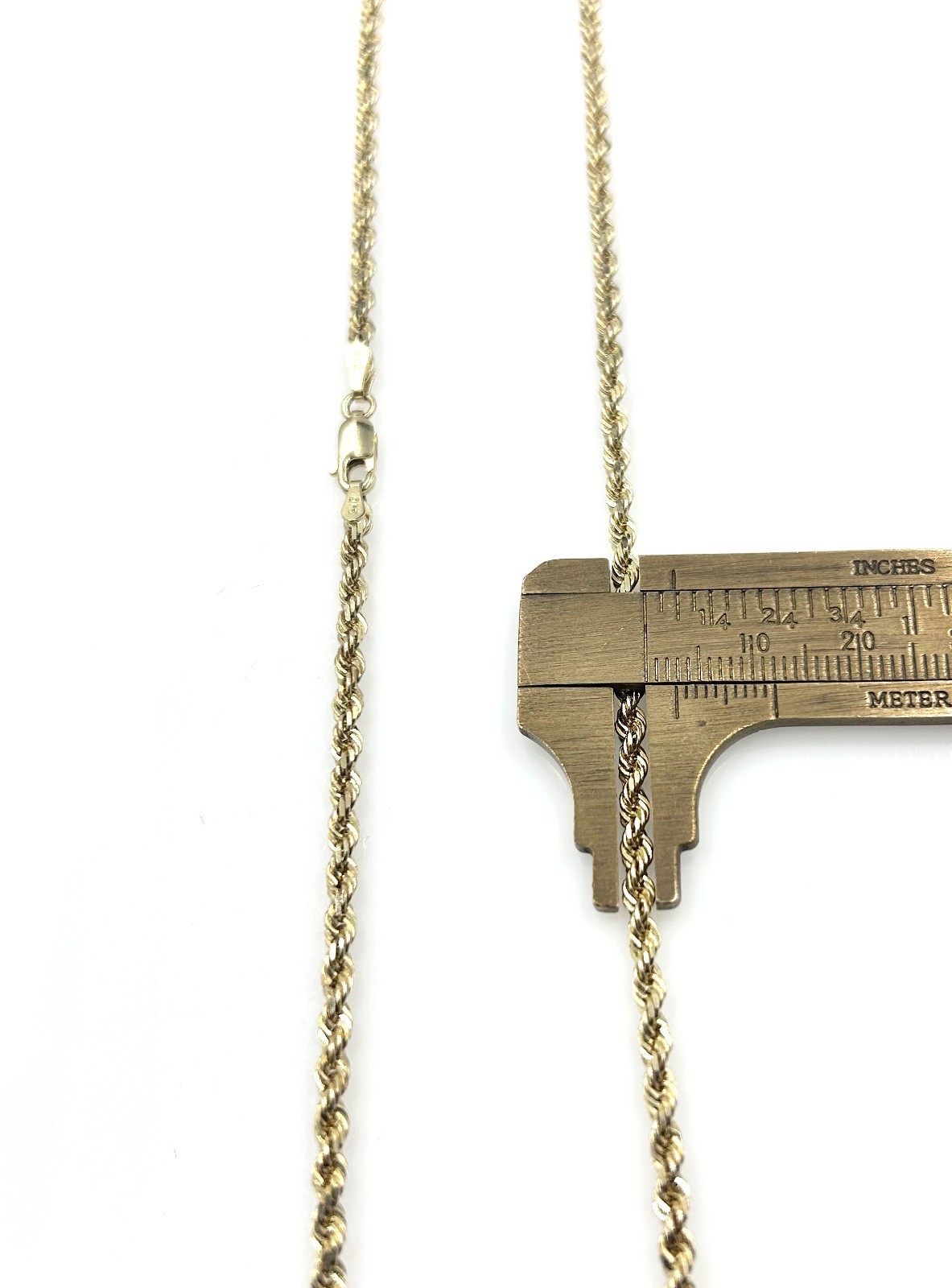 Solid 10K Yellow Gold 2.5mm Diamond Cut Rope Chain Necklace 22″ 15.5g Heavy