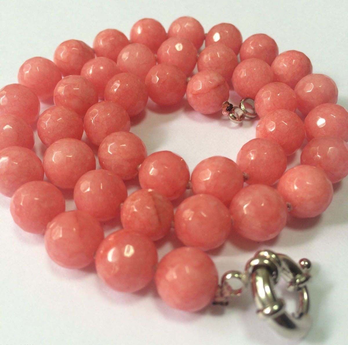 Natural 10mm Faceted Pink Rhodochrosite Round Gemstone Beads Necklace 18″