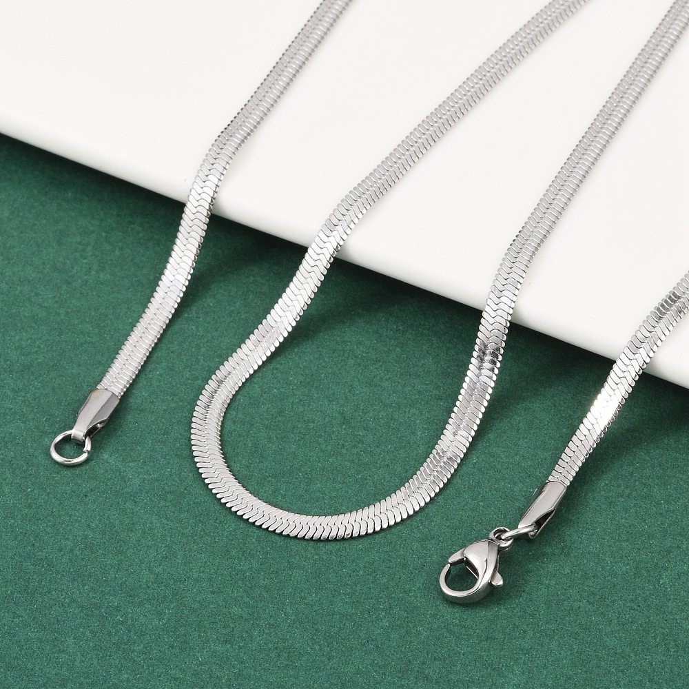 Chain Necklace Stainless Steel Snake Chain Silver 17.7 in N114