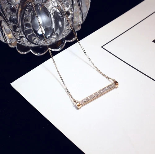 18k Gold Filled Lamp Pendant Necklace Made Simulated Diamond Designer Inspired