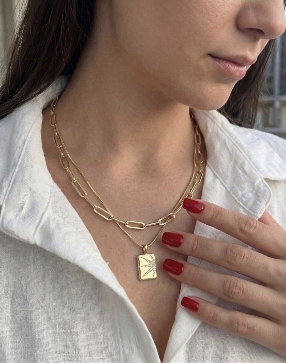 14K Gold Plated Paperclip Chain Necklace Water Resistant Rhodium Finish – 20 in
