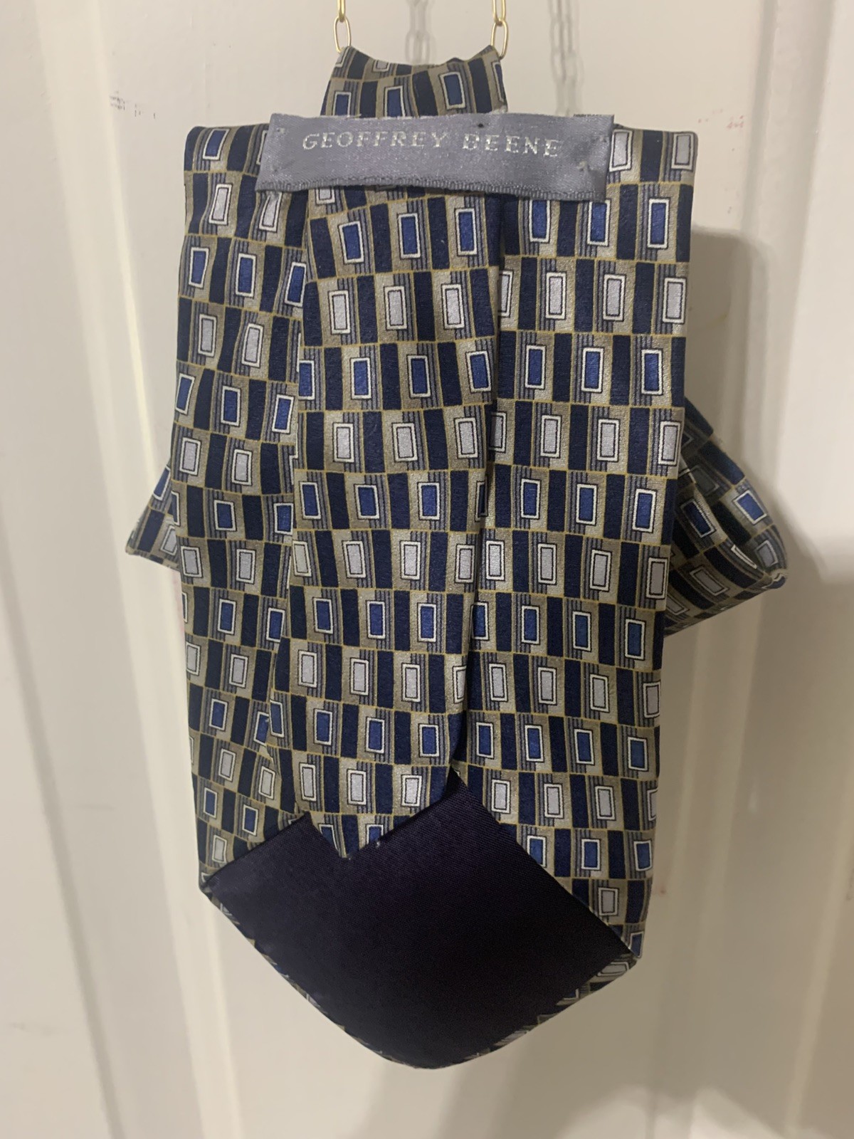 Ladies Necktie Necklace Blue Gray Gold Interchangeable