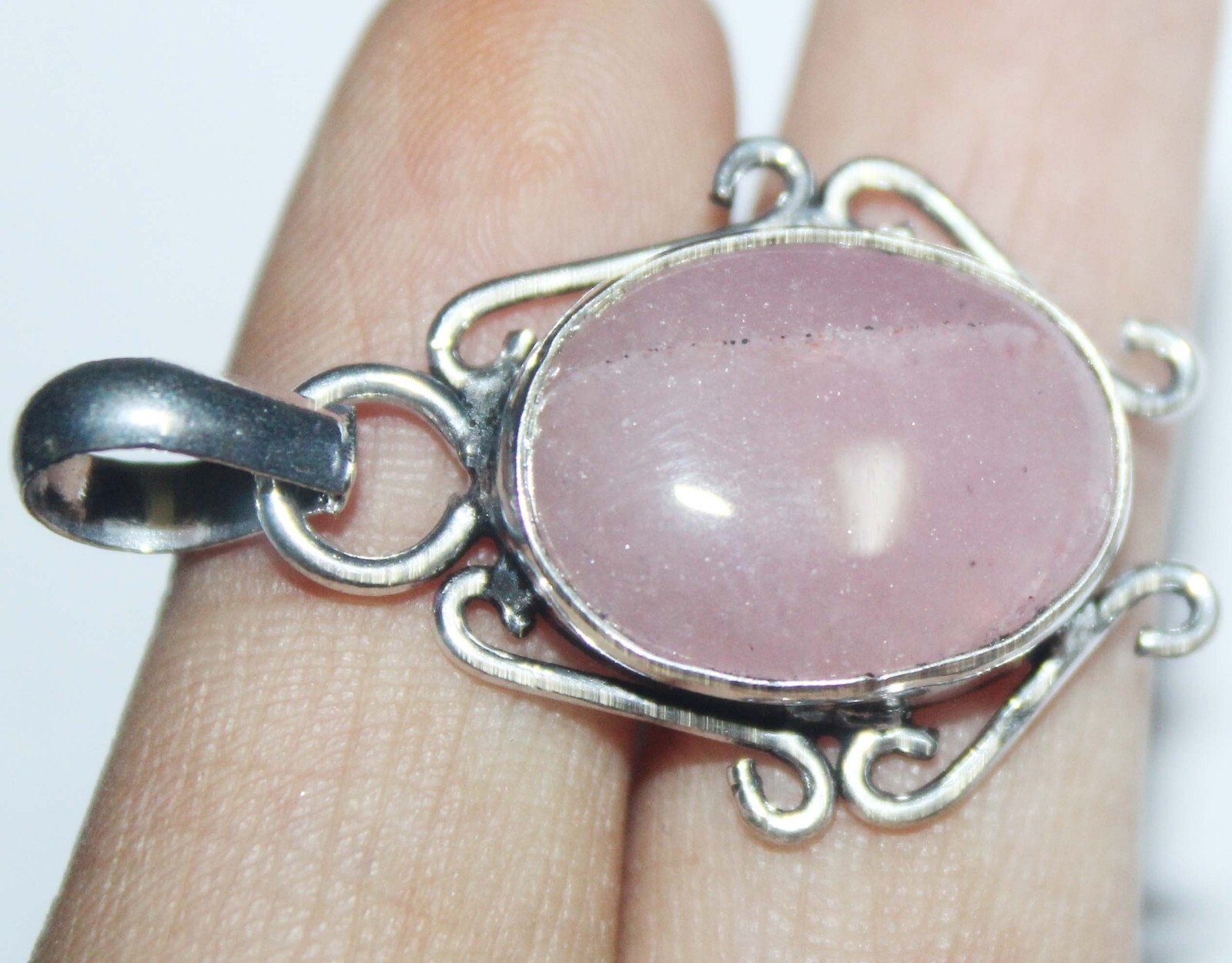 Rose Quartz Octagon Shape Gemstone Handmade Pendent Jewelry Size 1.5 Inch