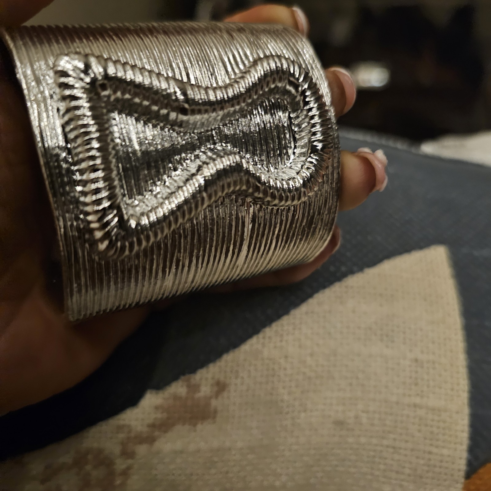 KeyHole Schiaparelli Inspired 3 In SILVER Cuff Fits 6.5-8.5 Inch Wrist