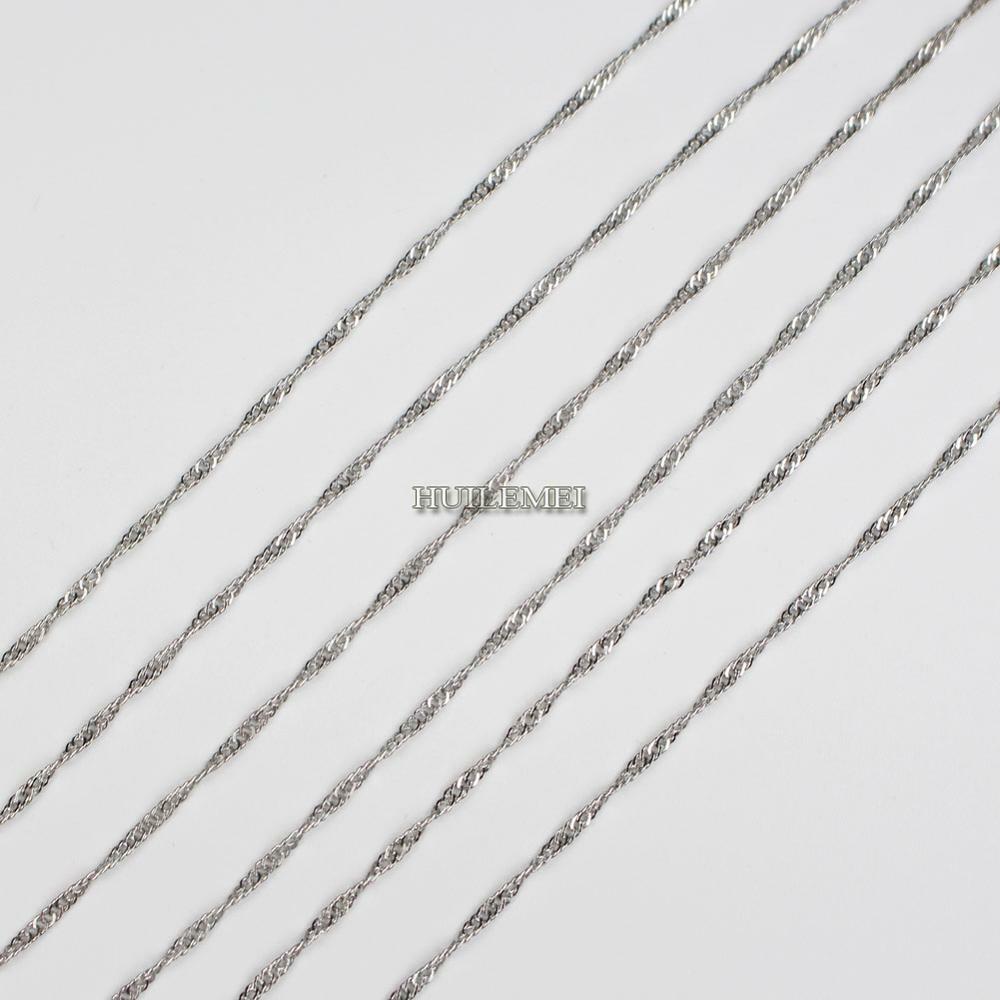 10pcs/lot 2mm White Gold Color Water Wave Chain Necklaces 16″ 18″ 20″ 24″