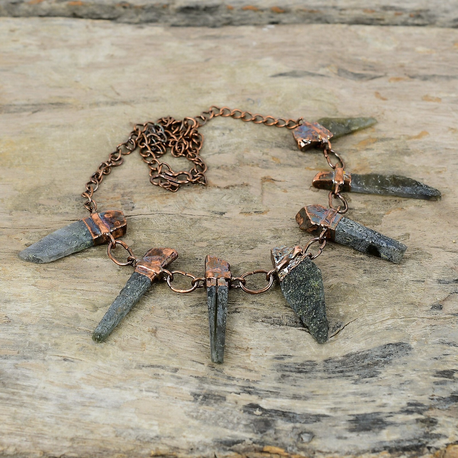 Labradorite Rough Copper Gift For Love Electroformed Adjustable Necklace 18.0″