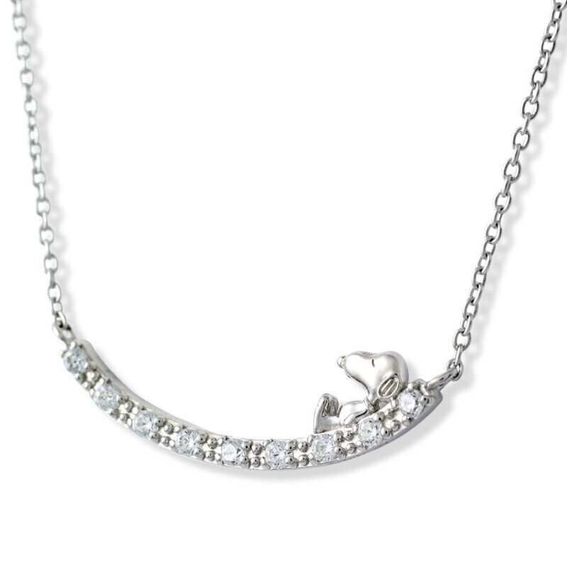 Peanuts Snoopy HAPPY Necklace Silver 925 SV925 40cm 16″ in Box Authentic New