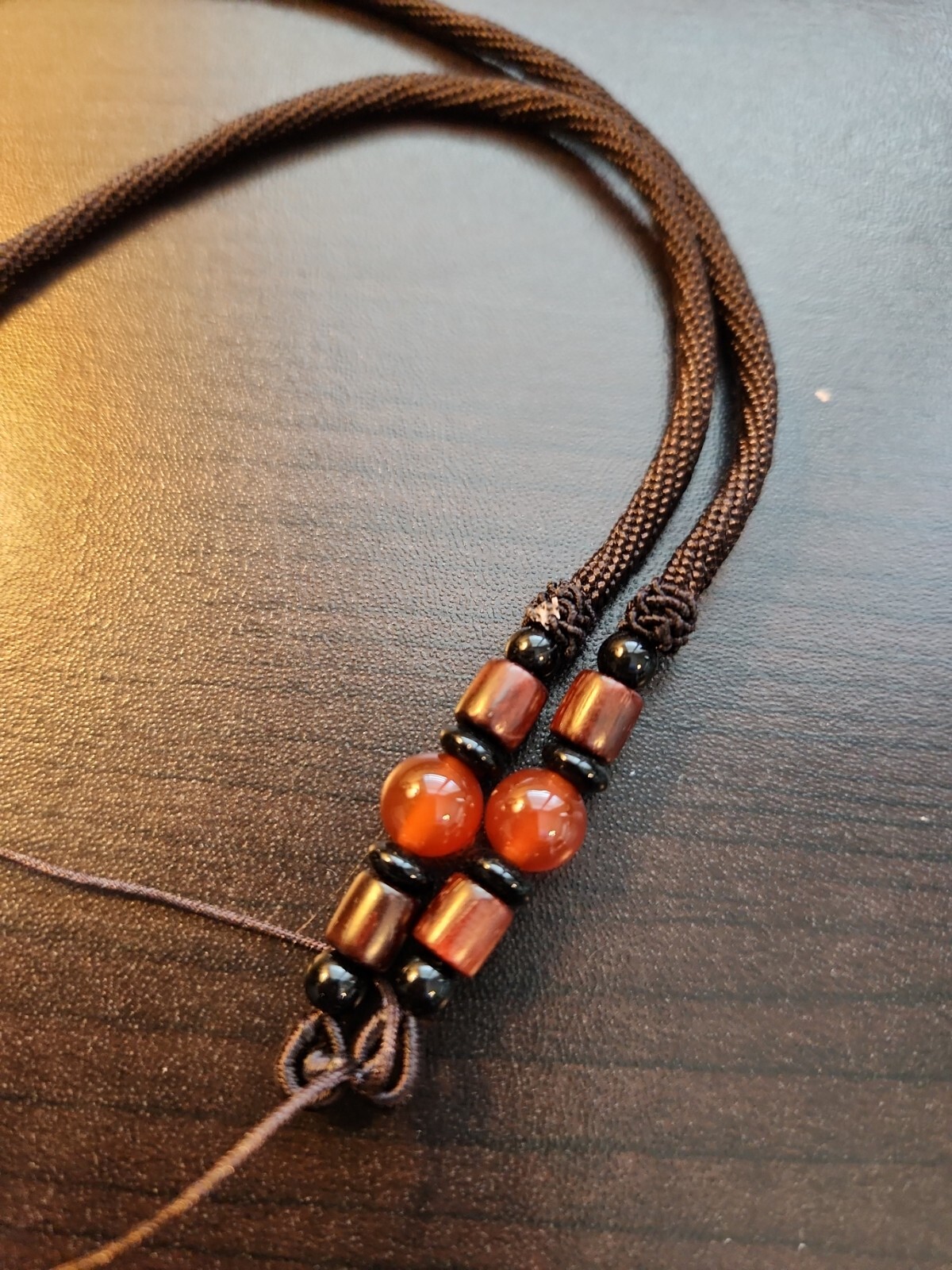 Braided String Rope Cord Necklace & Cornelian Stone for DIY Jade Crystal Pendant
