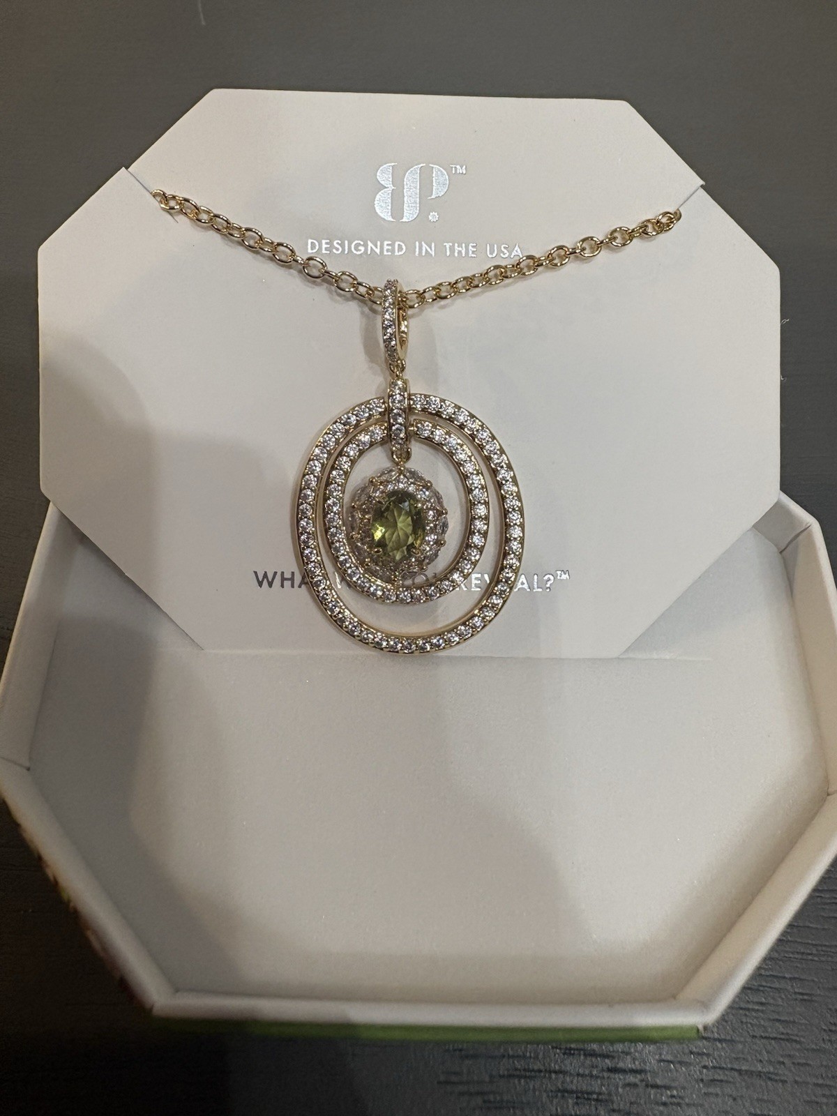 BP Glistening Garden Echoes Gold Plated Peridot Pendant Necklace 18″ NK25866