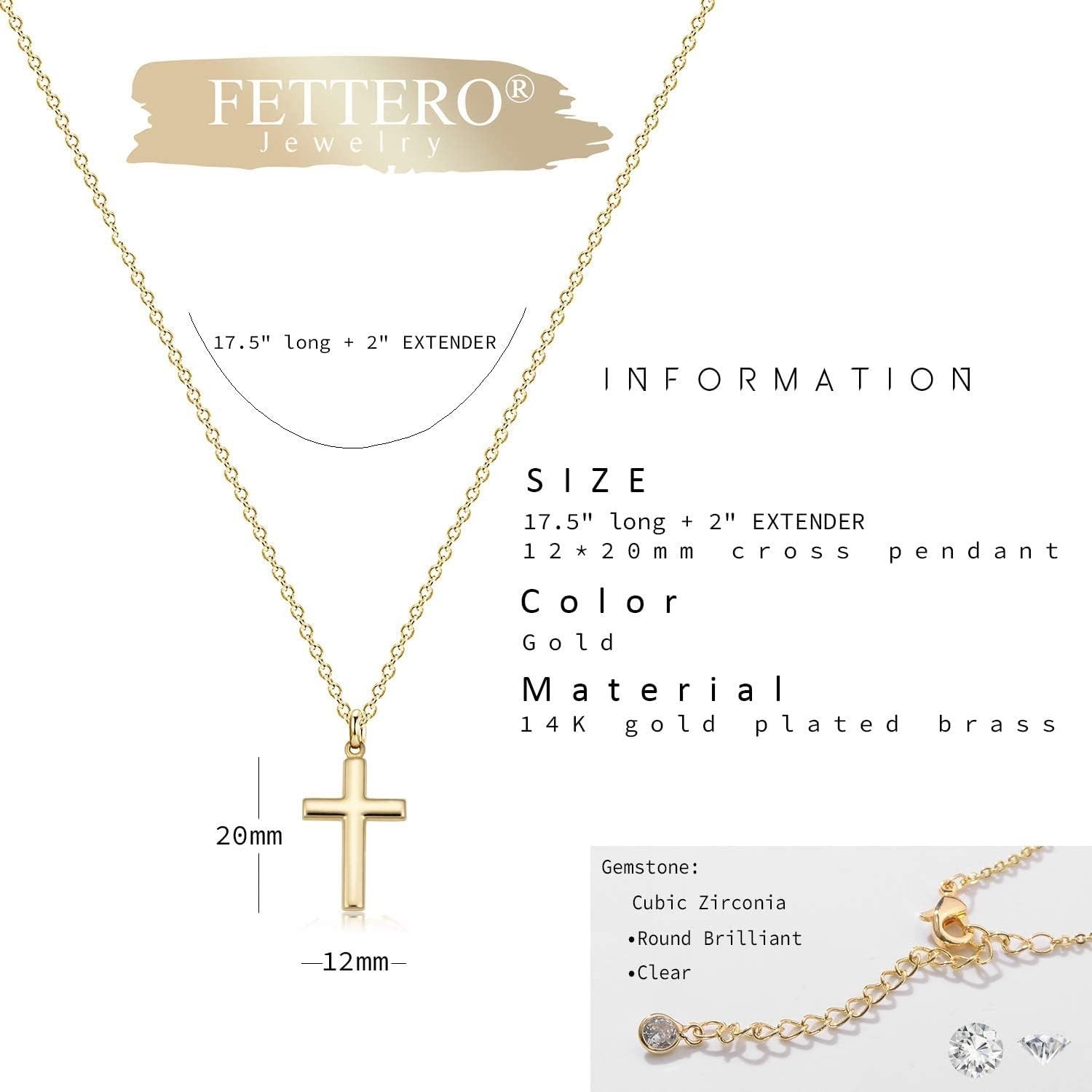14K Gold-Plated Cross Necklace for Women – Lightweight & Versatile Faith Jewelry