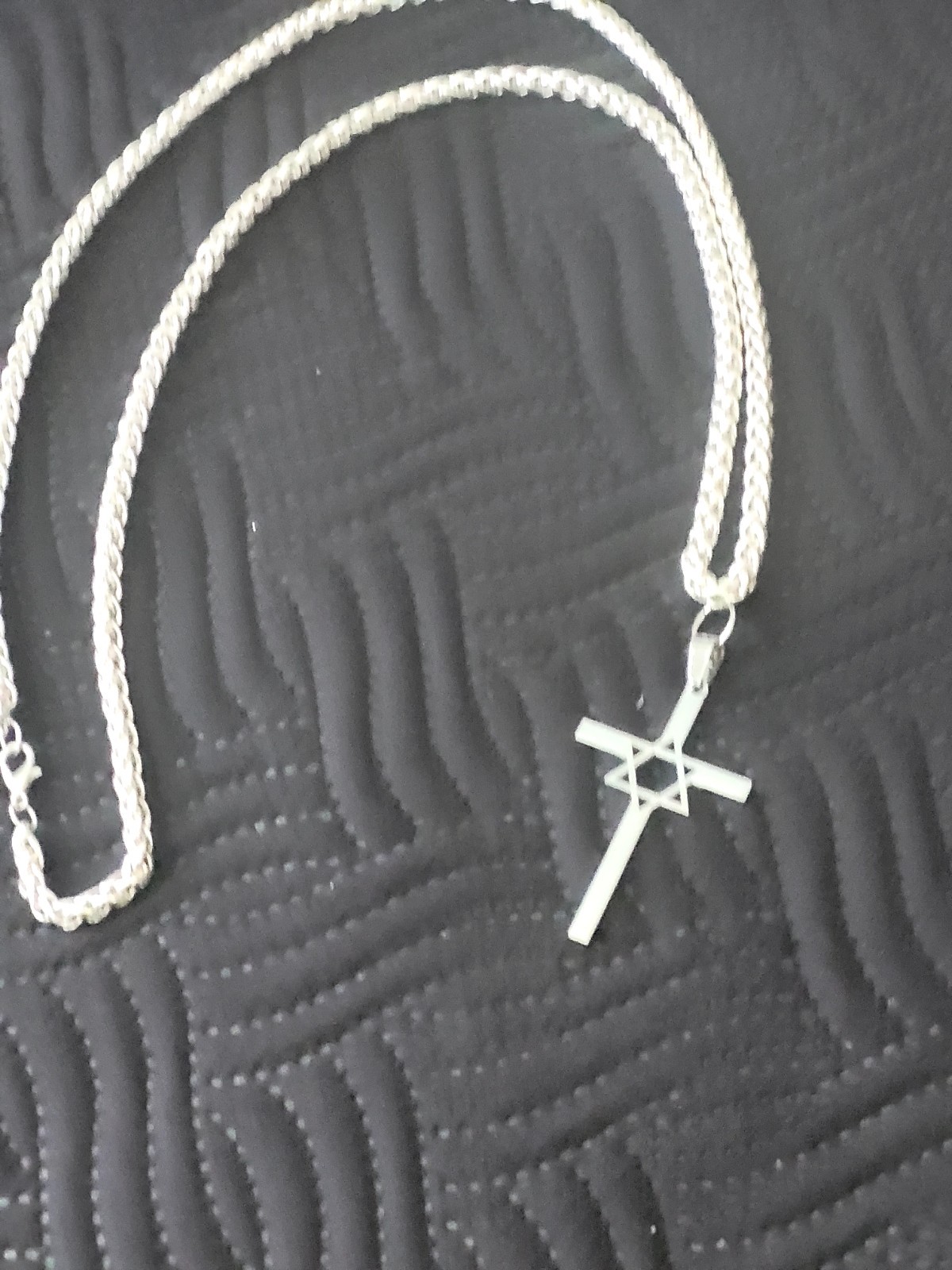 Necklace Star ofDavid in a Cross 0n a 30 Inch Thicker Chain