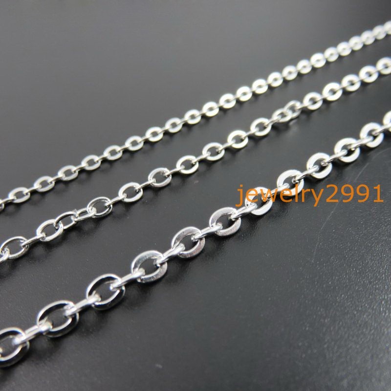 100pcs Lot womens stainless steel silver rolo chain necklaces 1.5/2/2.5/3.2mm
