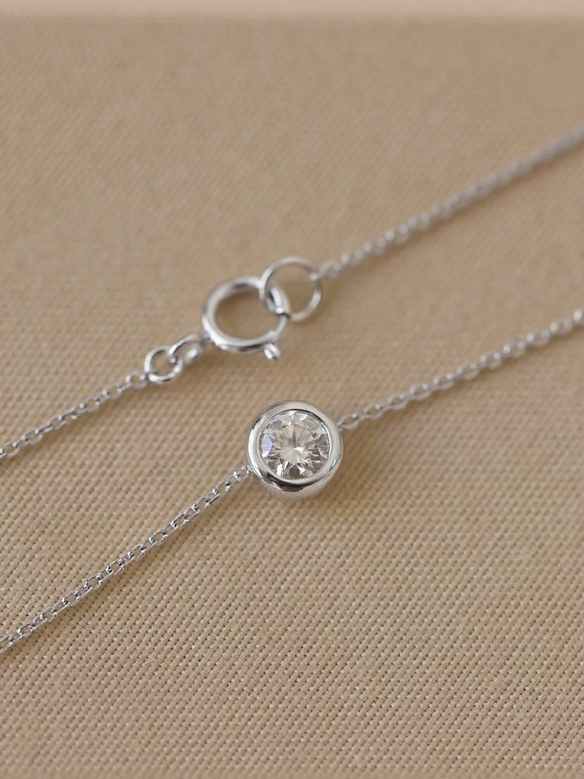 Lustrous 1 Ct White Flawless Moissanite Round Stone 925 Sterling Silver Necklace