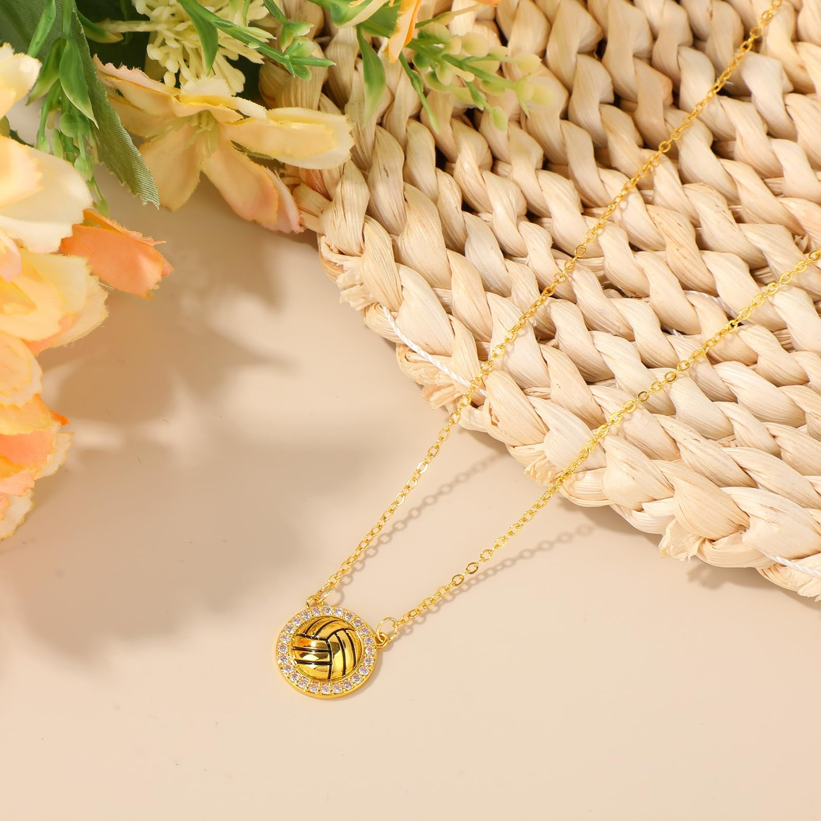 Sports Necklace, Stylish Gold Sports Theme Pendant Necklace with Card Dainty …