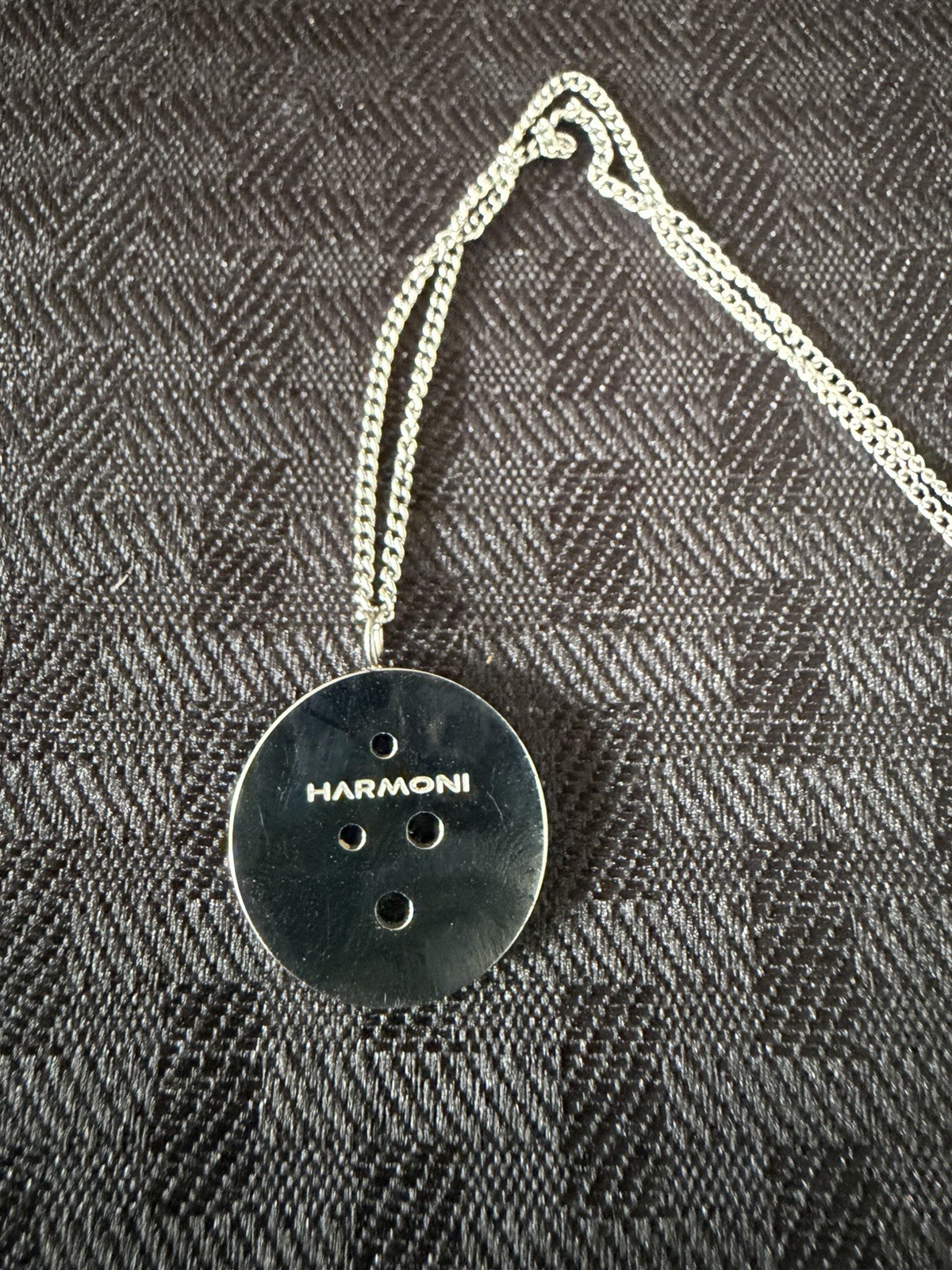 Authentic Harmoni Button Disc Pendant Necklace – Silver Finish