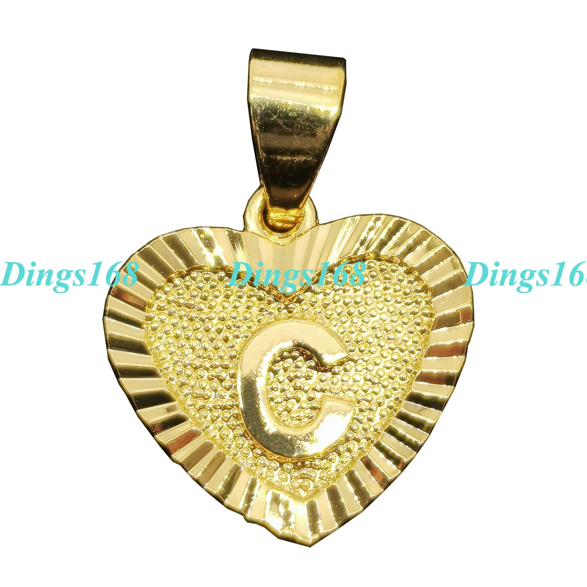 Real 18K Yellow Gold Filled Tarnish-Free Letter “C” Heart Shape Pendant Necklace