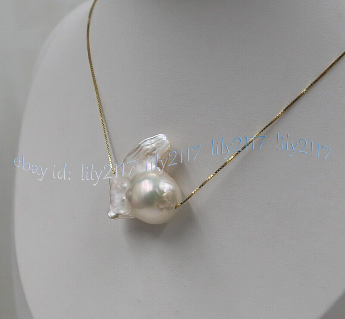 Huge 17-25mm Natural White South Sea Baroque Keshi Pearl Pendant Necklace 18inch