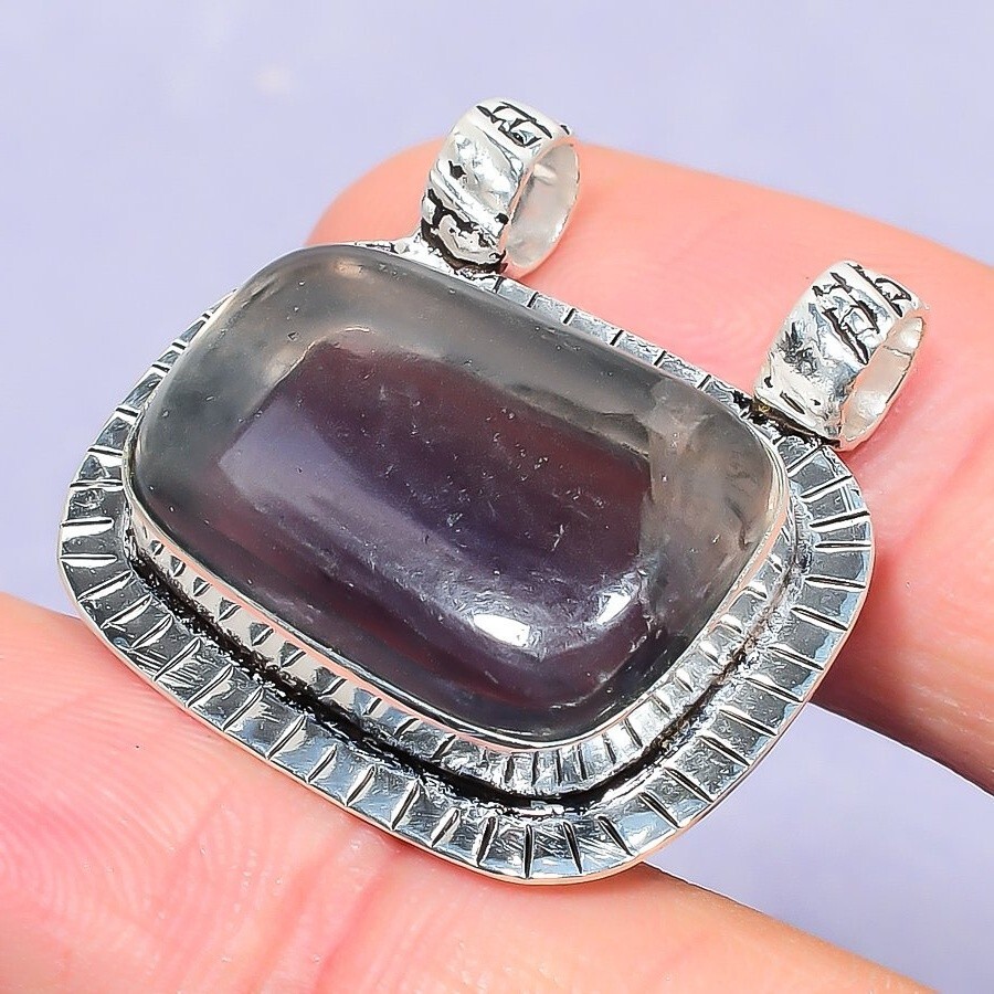 Anniversary Gift For Her Fluorite Natural Pendant Sterling Silver Jewelry 1.18″