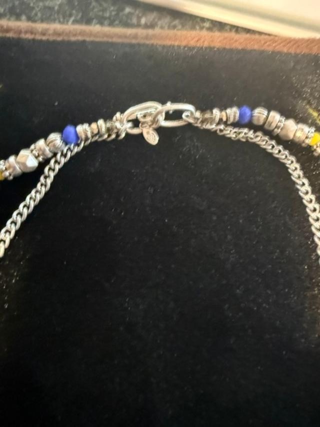 Premier Designs Multistrand Beaded Crystal Charm Necklace 17″ Silver Tone