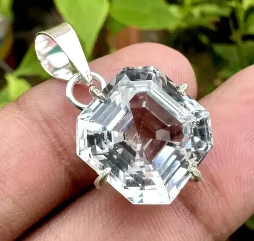 30 Ct Certified White Asscher Shape Natural Shiny Sterling Pendant Gemstone