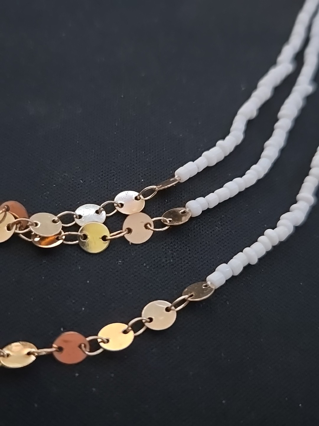 Sugarfix by BaubleBar Designer Layered Gold Tone Necklace 14″ Triple Strand Club