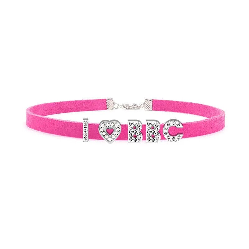 Rhinestone Letters I Love BBC Choker Collar Necklaces Cosplay Custom Name W5