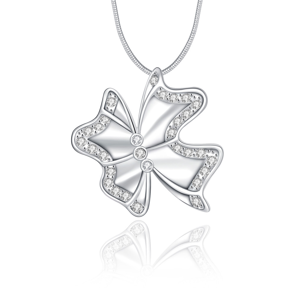 Elegant 925 Sterling Silver Filled SF Butterfly Cz Pendant Necklace N-A627 Gift