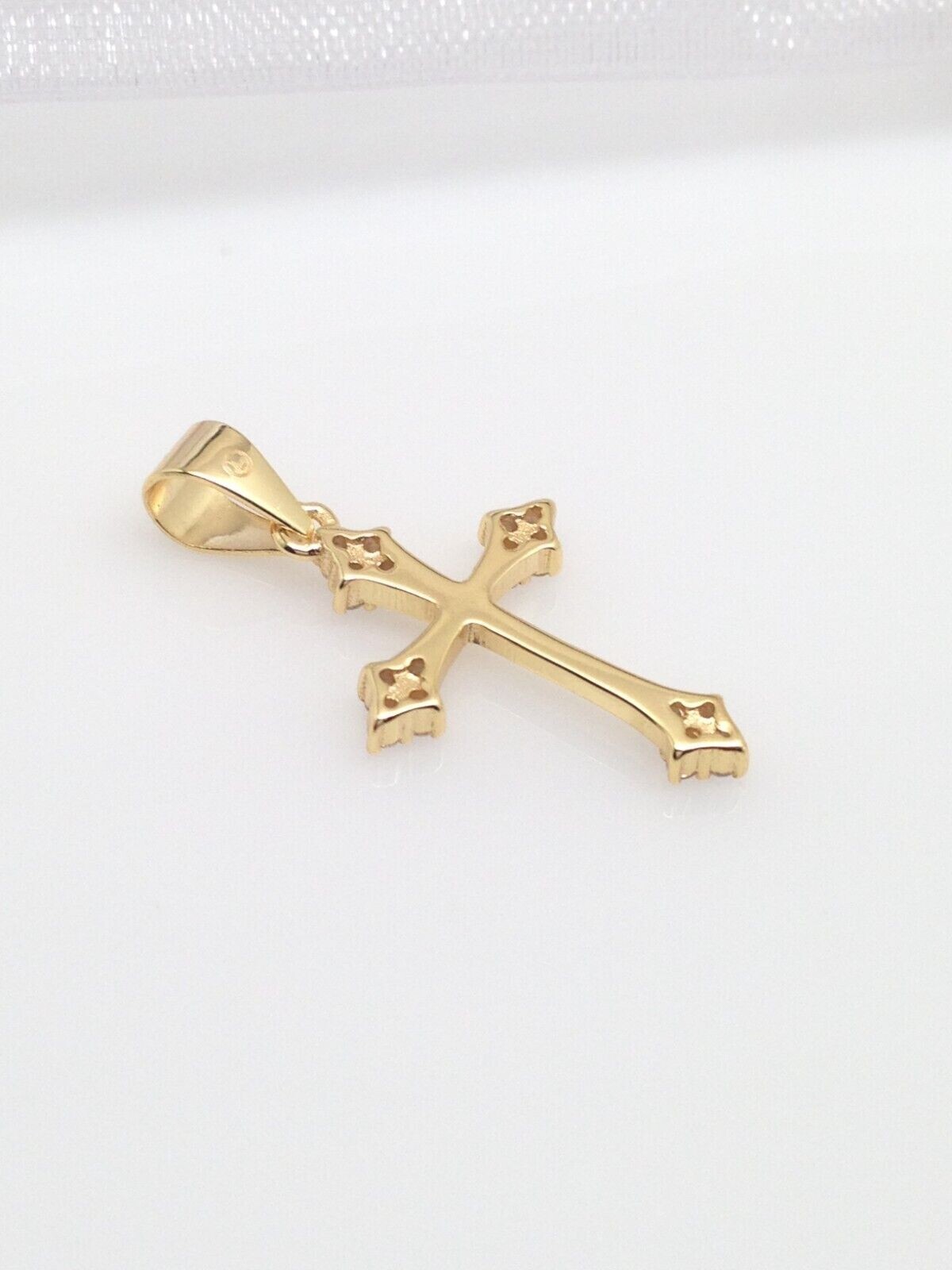 925 Sterling Silver CZ Gold Orthodox Cross Pendant Women 17mm(0.67″)/25mm Tiny