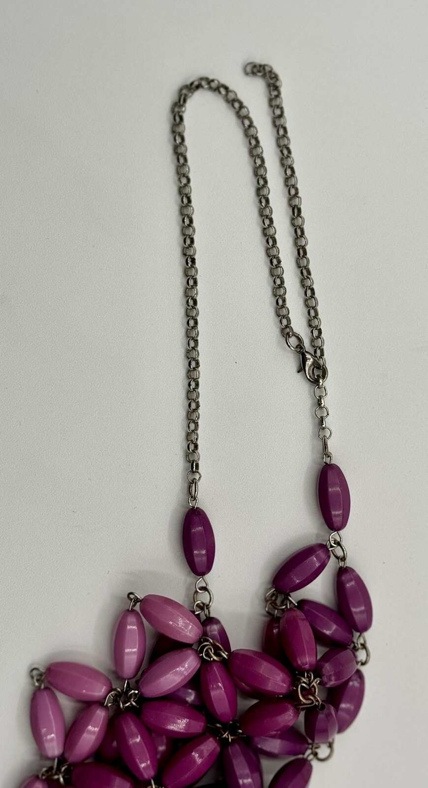 Chunky Floral Bib Necklace Purple Fade Pave Link Statement Designer Up To 24”