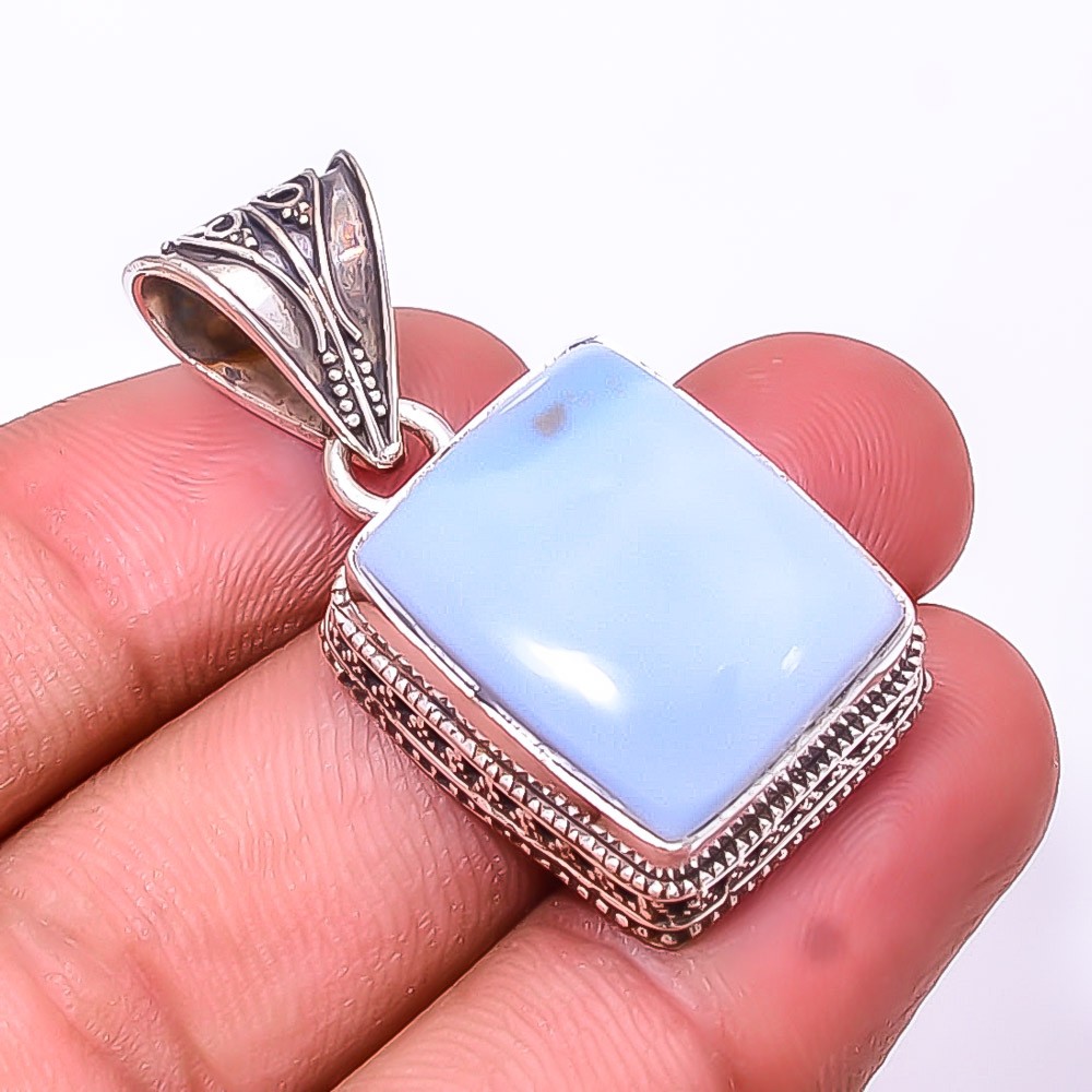 Natural Chrysocolla Fine Art 925 Sterling Silver Pendant 1.56″ P4 Christmas Gift