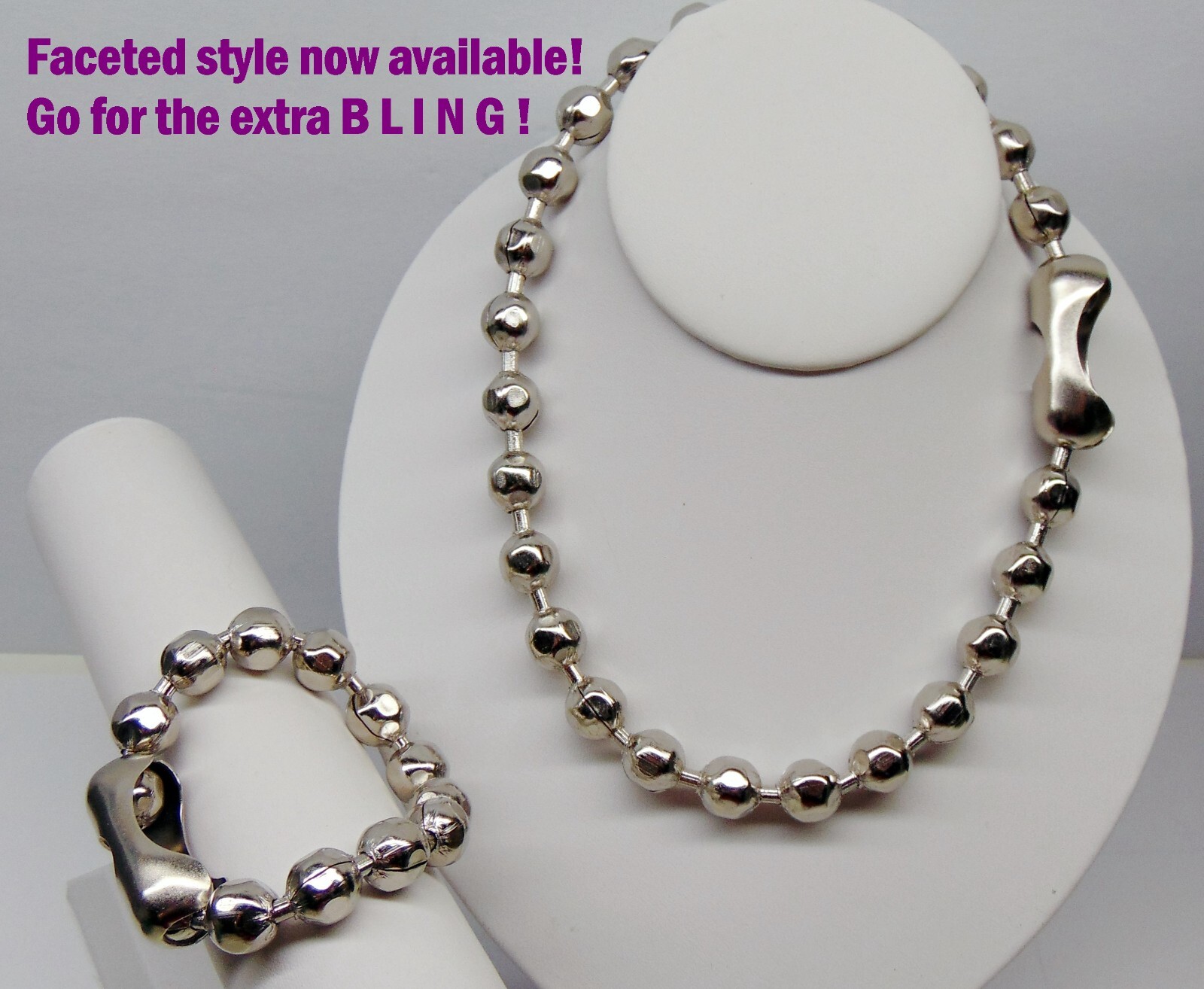 12mm Ball Chain Necklace Choker 18″ ~ NPS Steel Beads 1/2″ ~ Danny Count Koker