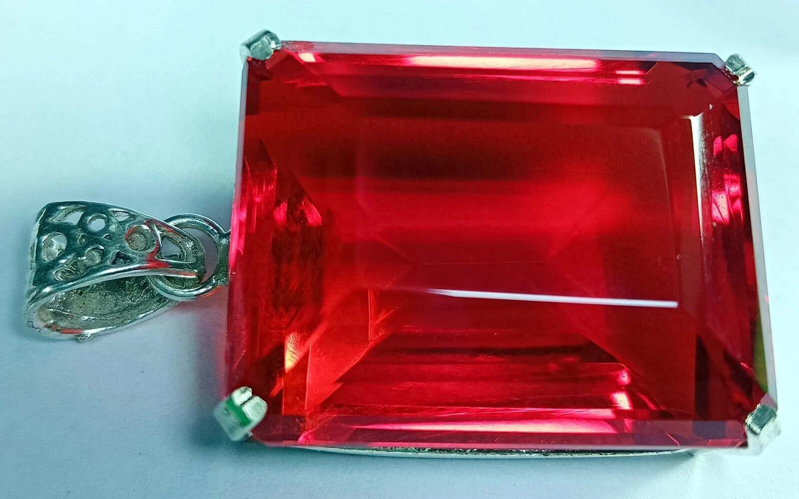 Natural Emerald Cut 135+ Ct Pendant Red Topaz Loose Gemstone Certified PD028