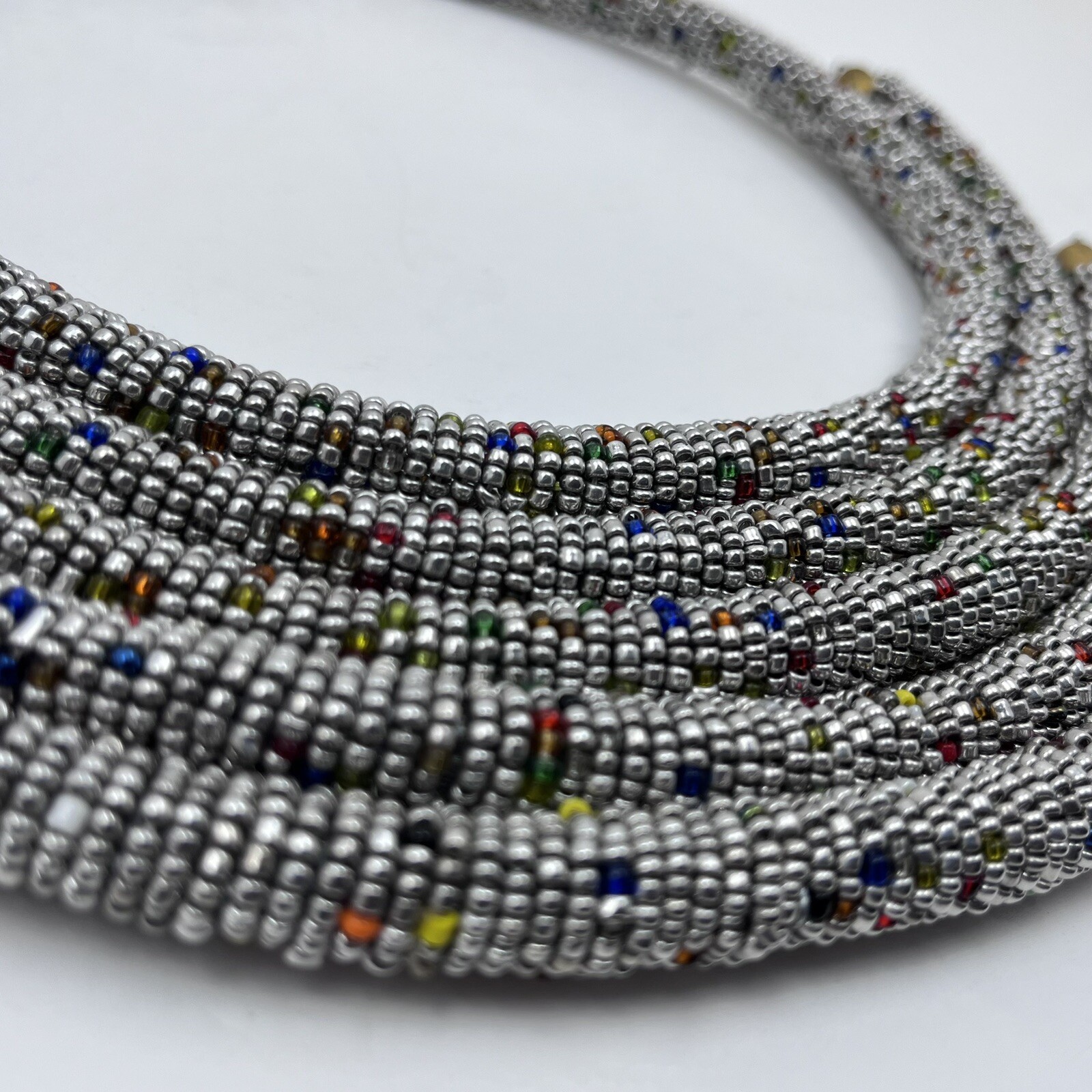 Kendi Aman Gold-tone Kanyoni Beaded 16″ Collar Necklace Ankara Accessories