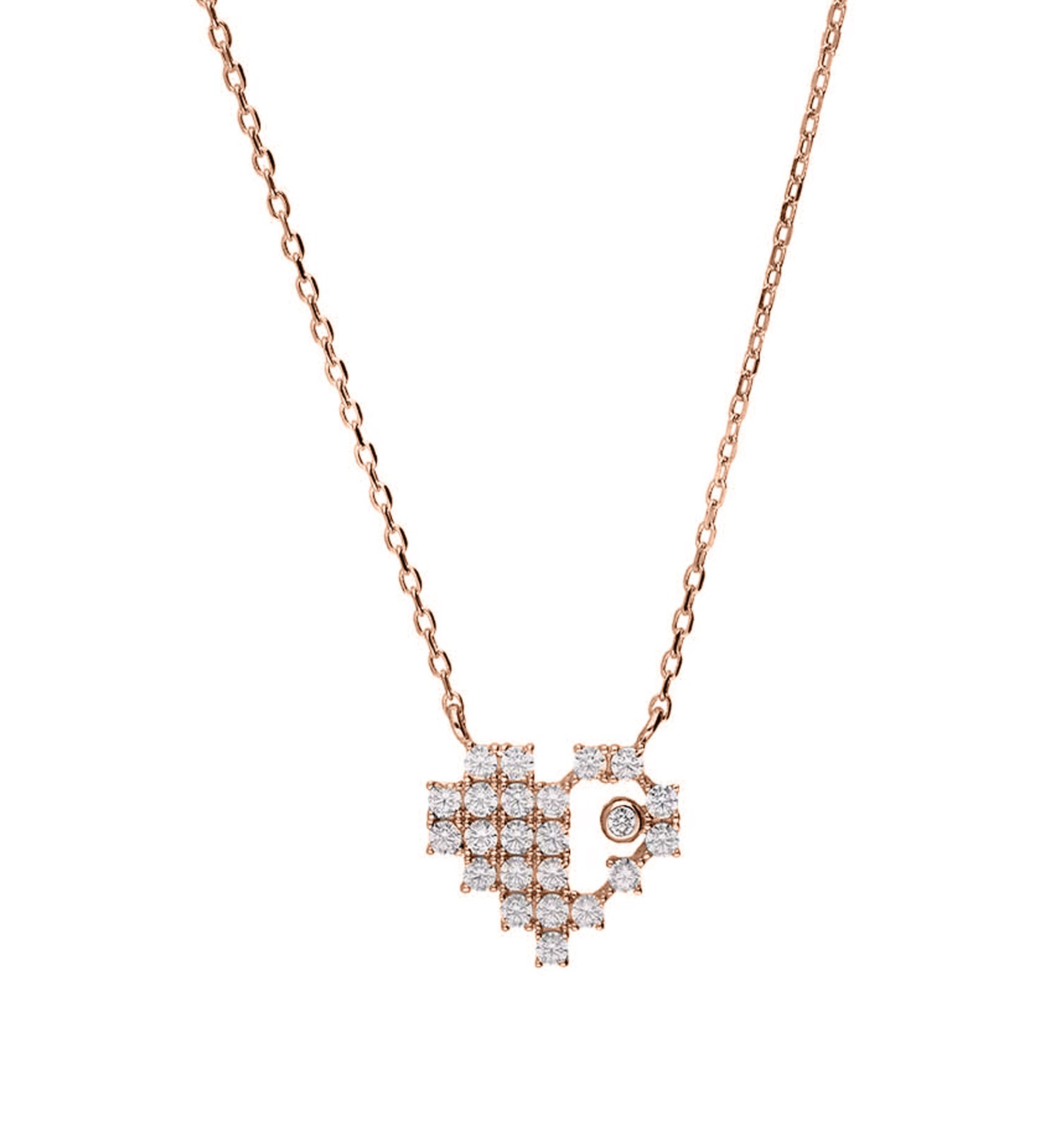 14K Gold 0.24 Ct. Lab-Created Diamond Unique Heart Design Charm Pendant Necklace
