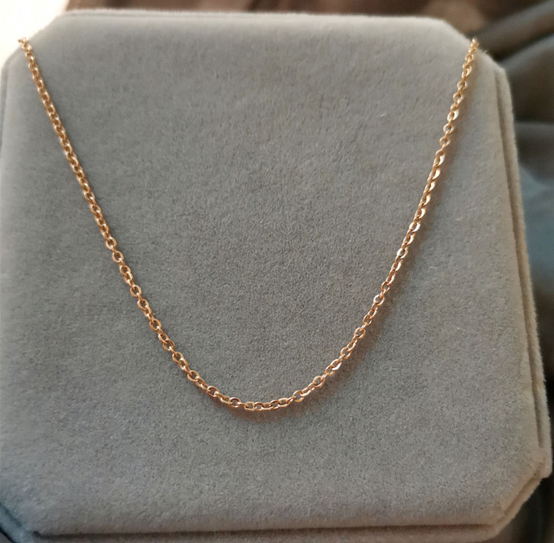 2Pcs Rose Gold Grade Quality Alloy 1.3mm Rolo O-Link Chain Necklace