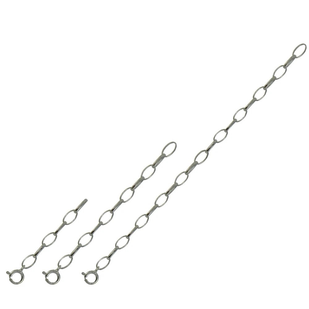 925 Sterling Silver Oval Link Extender Set for Pendants Necklaces 3 Sizes