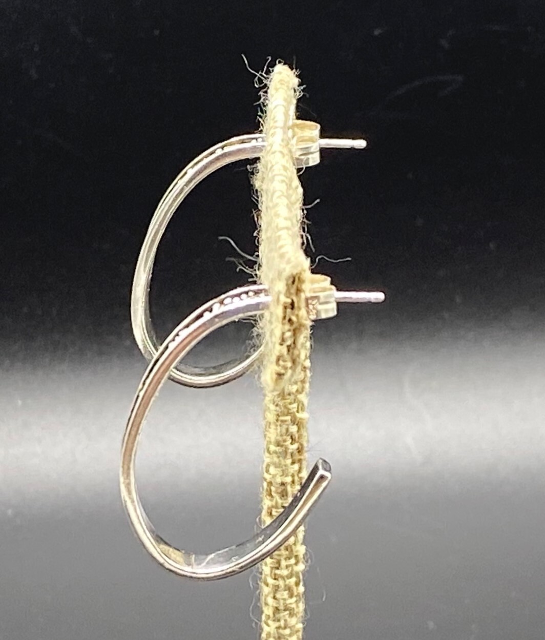 LOIS HILL-Sterling Silver Oxidized Granulated ‘J’ Hoop Post Earrings