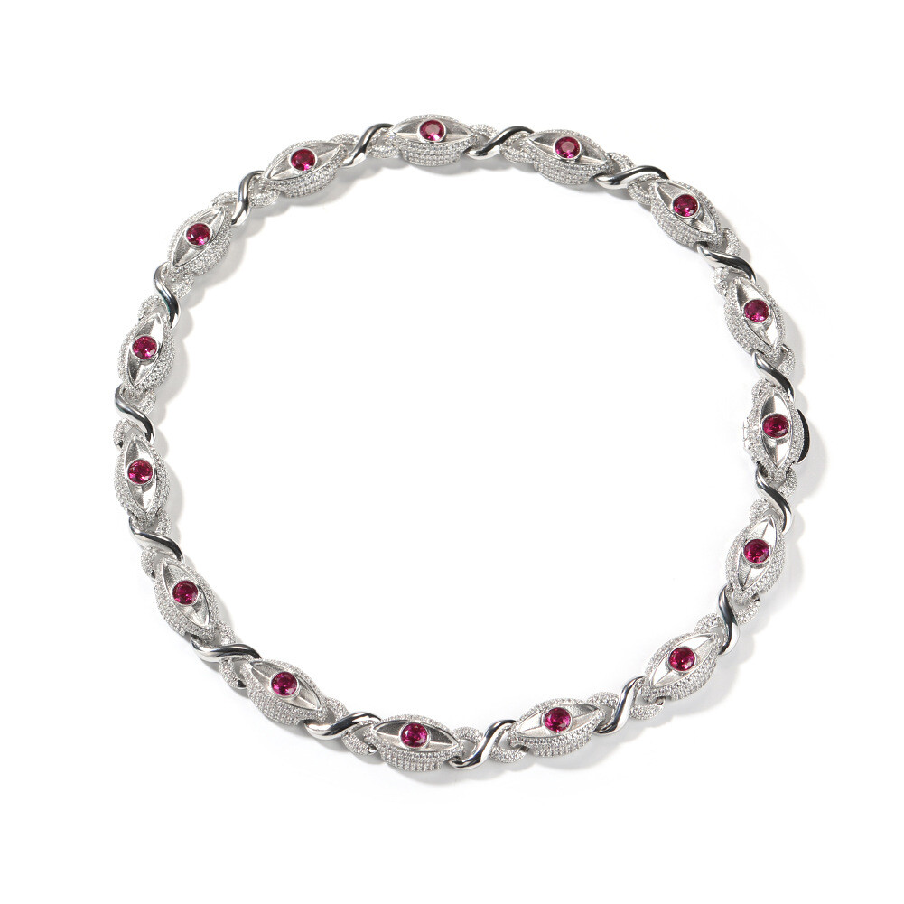 13mm Hip Hop Red Eye Cuban Chain Necklace Bracelets 8 Shape 5A Zircon Jewelry