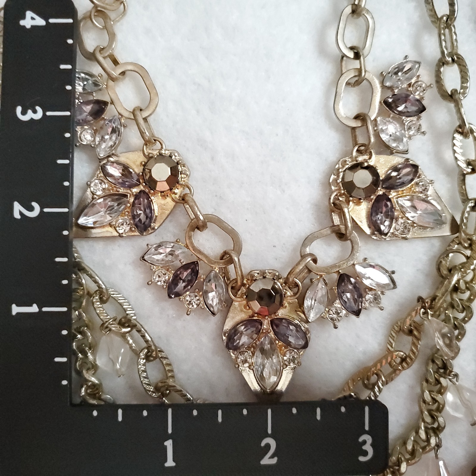 Bib Necklace Lot of 3 Gold Tone Rhinestone Stella Dot Lane Bryant 16-20″