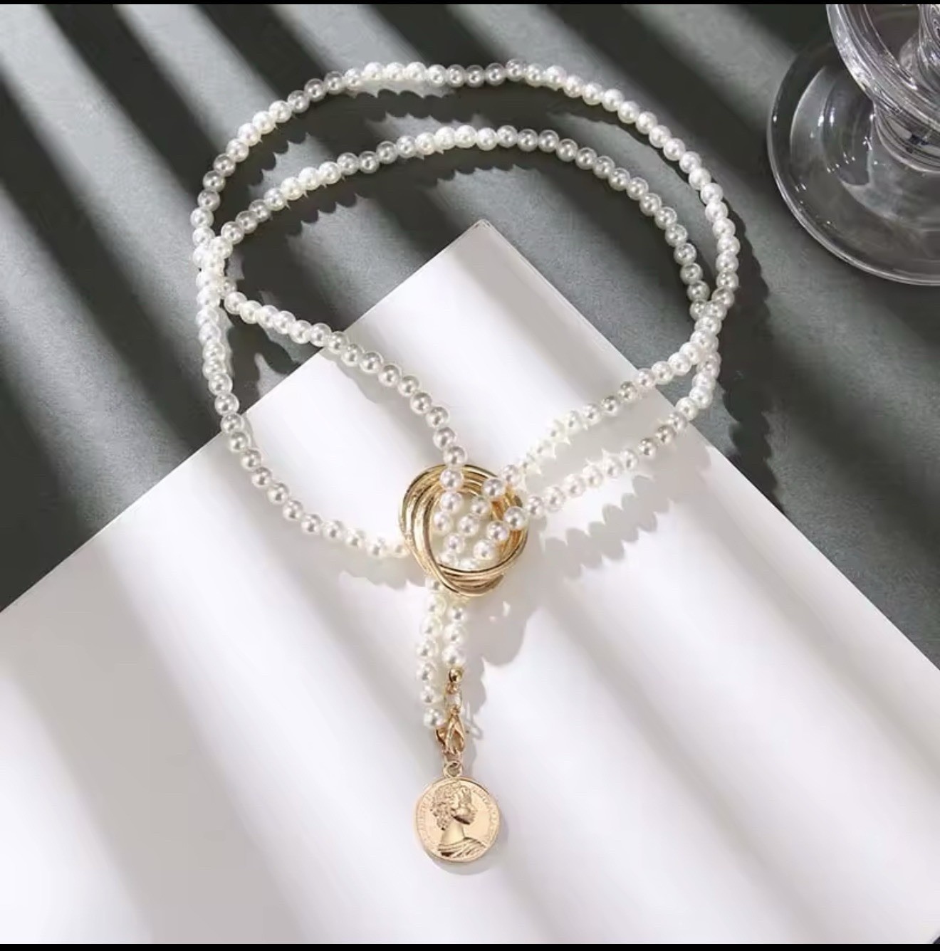 Pearl Fashion Pendant Necklace, Elegantly Beaded & Long Collar Chain Accessories